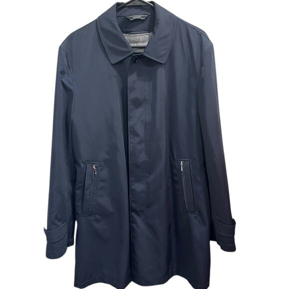 Cardinal Of Canada Mens Navy Blue Classic Lined Button Front Raincoat Sz Medium - Picture 3 of 12